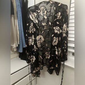 Free People Black and Tan Patterned Kimono Juliette